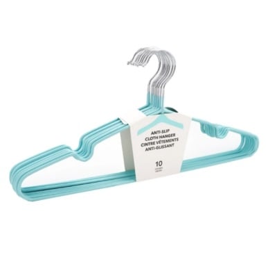 GANCHO ROPA ACERO CROMO CON ANTIRESBARANTE 10PCS